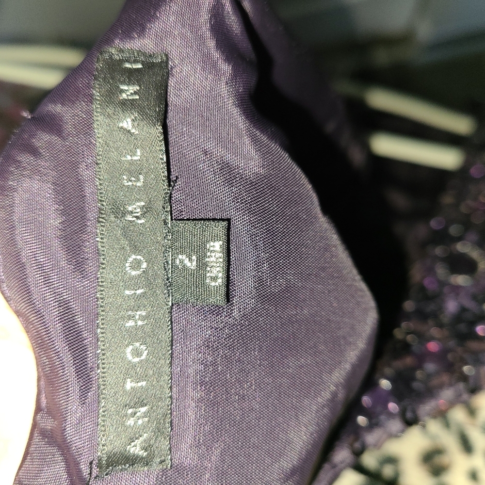 Antonio Melani Stunning Beaded Semi Formal Dress SIZE 2 deep purple TUXEDO WAIST - Picture 6 of 16